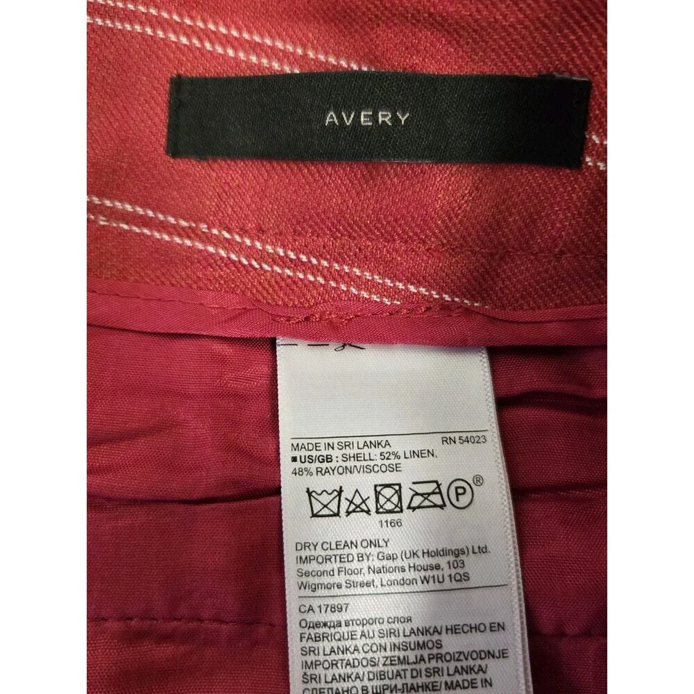 Banana Republic Pants Womens 8 Avery Linen Blend‎ Red Pinstripe Beach Office